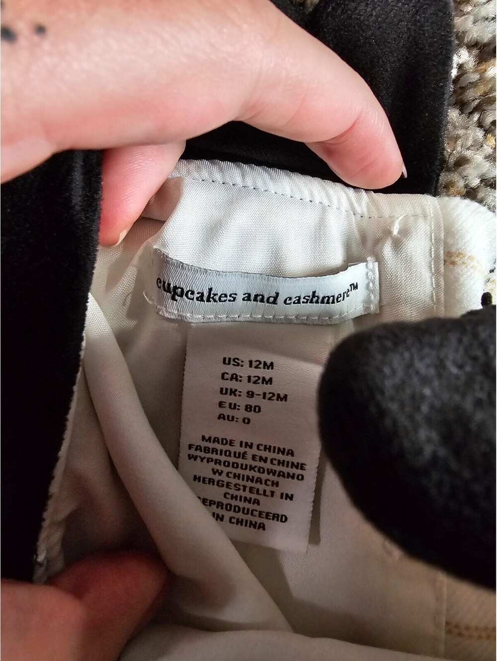 Cupcakes & Cashmere Baby Girls Sz 12M Dress Formal White Black Plaid - Picture 2 of 3